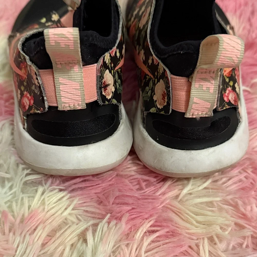 Nike Kids Black and Pink Floral Sneakers